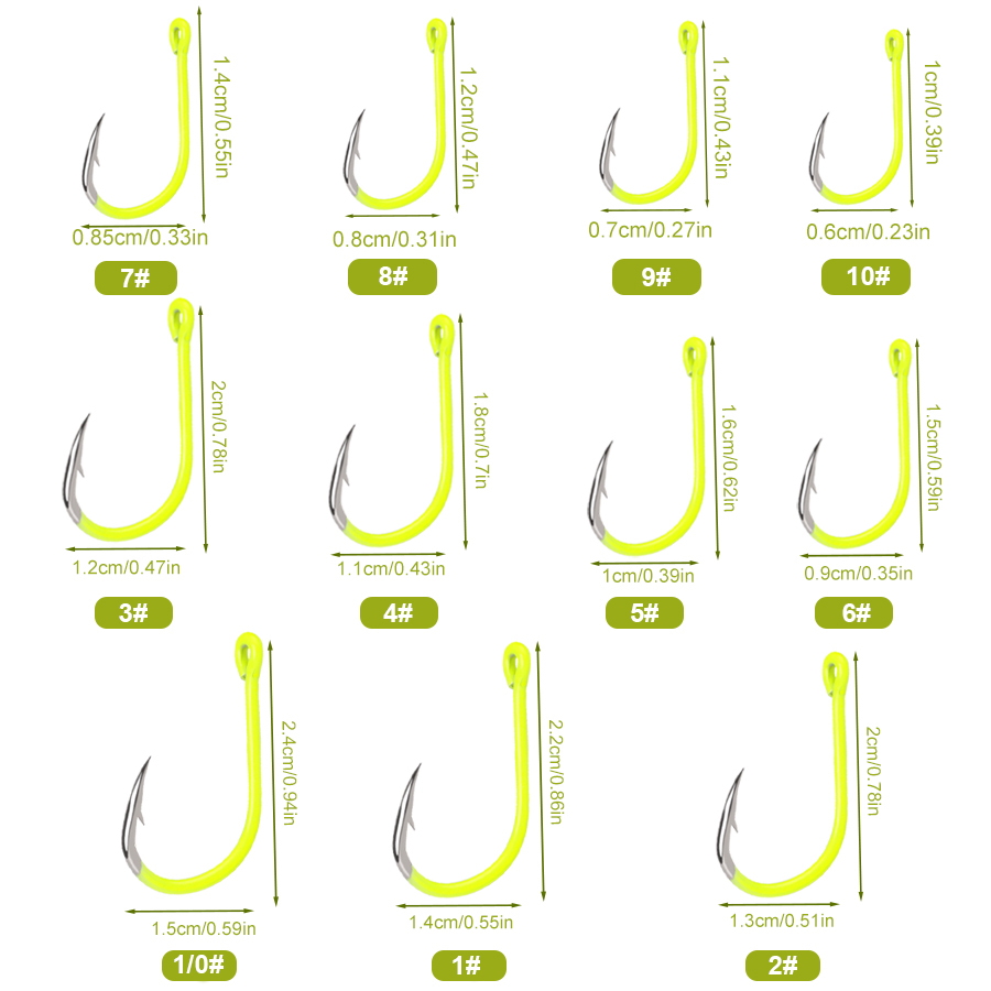 NGB 50pcs 1/0#-10#Fluorescent  - Fishing Hook Barbless ulasan dan harga